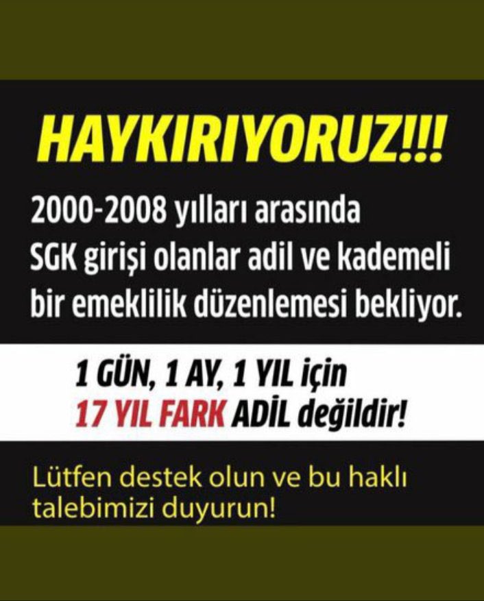 1 gün, 1 ay, 1 yıl için 17-20 sene beklemek istemiyoruz.
Bunun için haykırmaya devam ediyoruz.

#AKPKademeyiGündemeAL