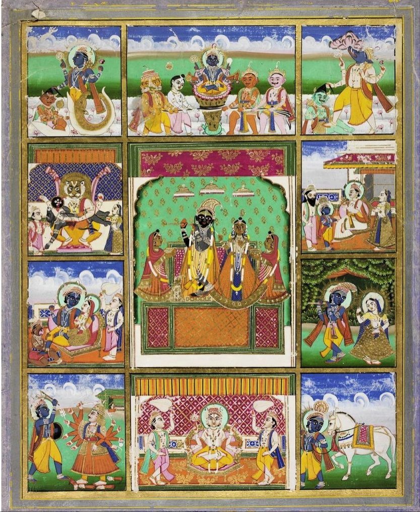 Dashavatar painting from Jaipur with Srila Radha govind dev in center.