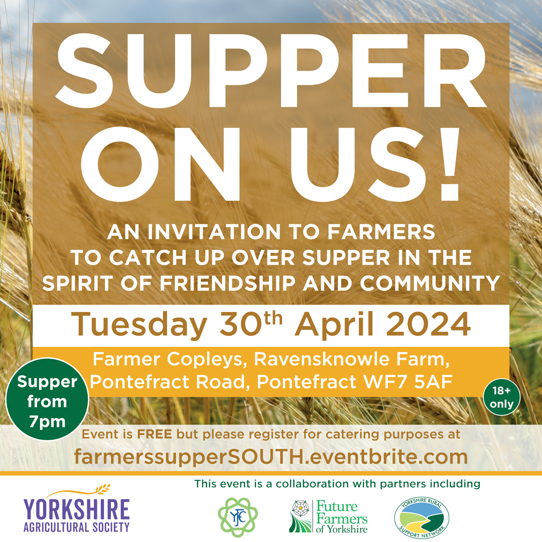 Mid-lambing? Itching to get out drilling? Whatever your on-farm circumstances, farmers are welcome at our free informal Supper On Us get-together @farmercopley on Tuesday. Just be sure to register via yas.co.uk/supper-on-us-a… by 8pm on Sunday (28 April) for catering purposes 🍽️
