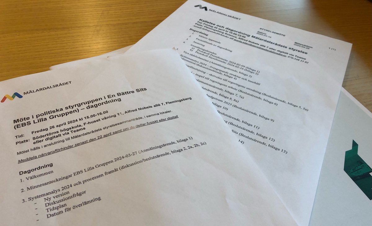 Styrelsemöte i Mälardalsrådet med efterföljande styrgruppsmöte i #EnBättreSits 📄 Denna gång i #Flemingsberg, <a href="/Huddinge_kommun/">Huddinge kommun</a> med värdskap från <a href="/hogbergemil/">Emil Högberg</a> (S).
På dagordningen
➡️Inspel till <a href="/Utbdep/">Utbildningsdepartementet</a> s #STEM-strategi
➡️#Systemanalys2024
M.m.
Läs mer på malardalsradet.se