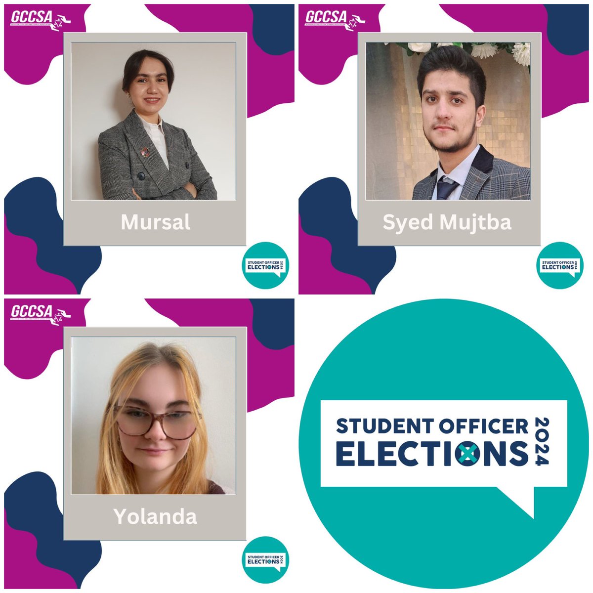 Mursal, Mujtba and Yolanda will become our Vice Presidents for 24/25. Congratulations and thanks to everyone who voted in the election! 🤩 #GCCSAElection23