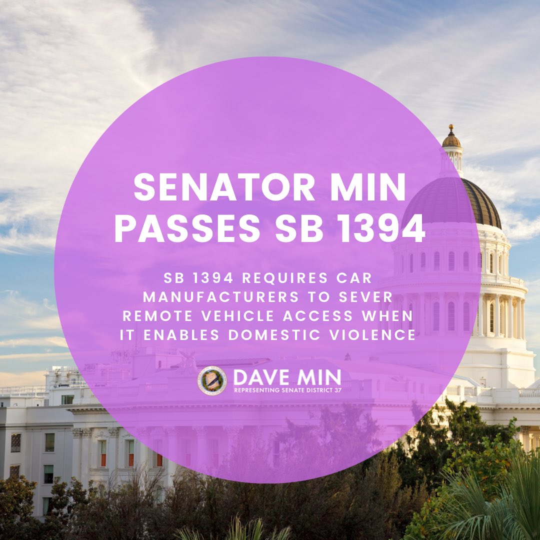 Car makers have refused to stop access to GPS-tracking technology when it's exploited for stalking, intimidation, and domestic violence. My #SB1394 allows the courts to disable unwanted users and uphold digital privacy. This week, it passed out of the Senate Judiciary Committee.