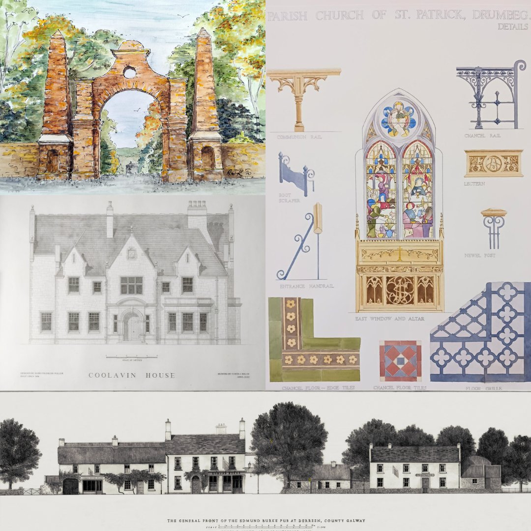 Less than a week to apply for our Conservation & Drawing Awards sponsored by @EcclesIRL Historical structures featured in our '22 Original Drawing category were a Belfast church, a Victorian house in Sligo, an Offaly folly and a Galway pub (see image) igs.ie/education/awar…