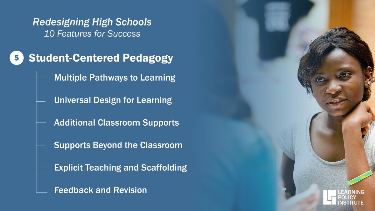 Student-centered pedagogy is a key feature of #HighSchoolRedesign. These evidence-based practices can help enable personalized, student-centered teaching and learning. learningpolicyinstitute.org/product/redesi…
