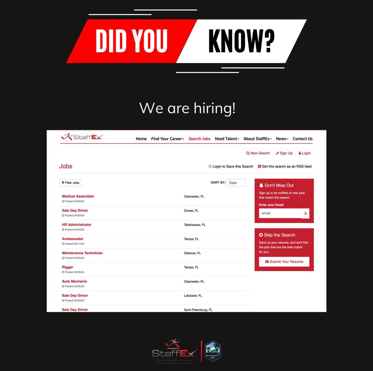 Did you know we post new jobs weekly?? Stay up to date with latest the latest job opportunities by visiting our website. If interested in applying head to our website or contact your local branch. #staffingagency #staffing #hiring #tampajobs #tampa