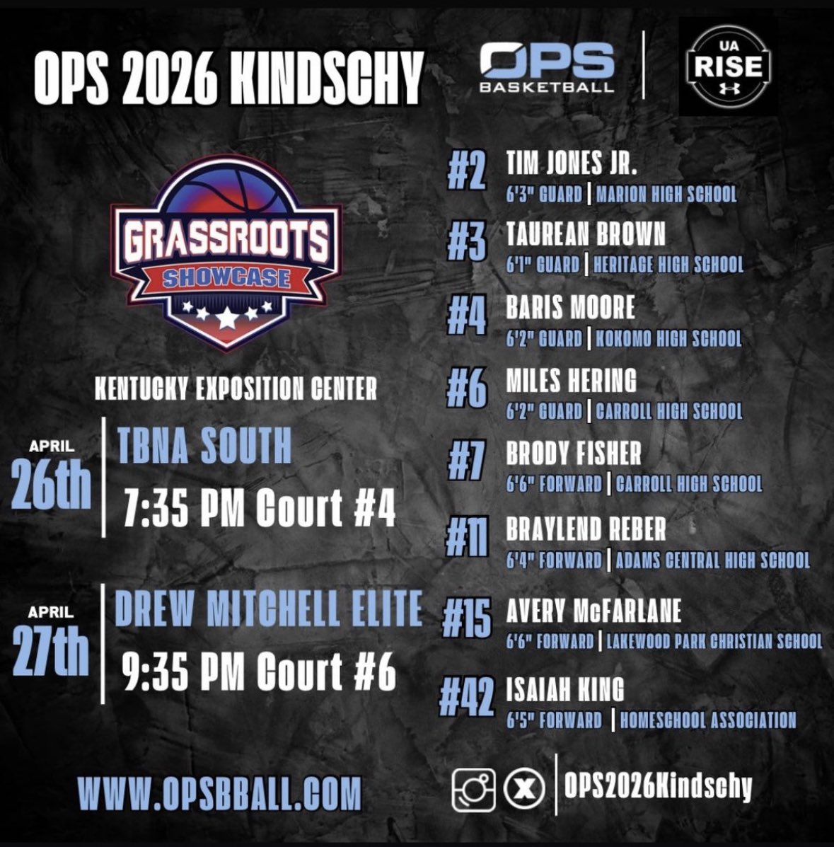 Updated roster and pool play schedule this weekend for the Grassroots Showcase in Louisville…