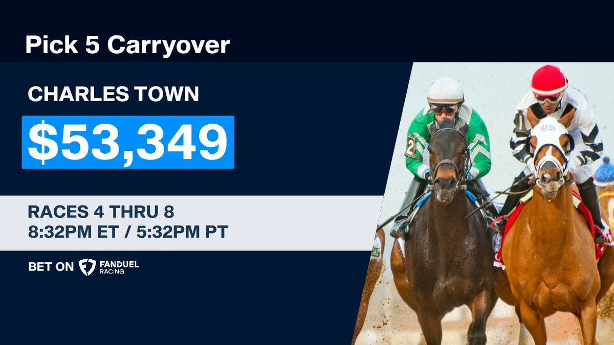 There is a pick 5 Carryover tonight at Charles Town starting in race 4. Get involved here racing.fanduel.com/racetracks/CHT…