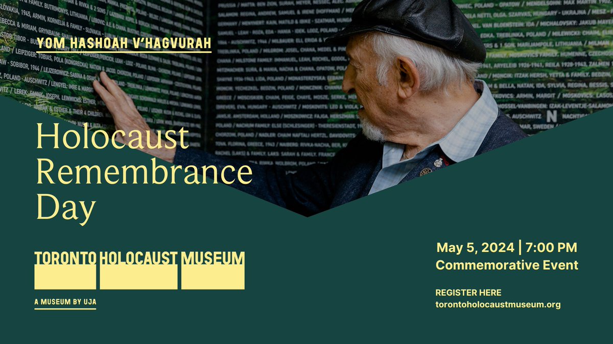 On the eve of Holocaust Remembrance Day, join the THM as we co-present the annual Yom Hashoah commemoration for the entire community. Explore Holocaust remembrance in a post-October 7 world with keynote speaker Yoni Berrous. Learn more and register at torontoholocaustmuseum.org/yom-hashoah-20…