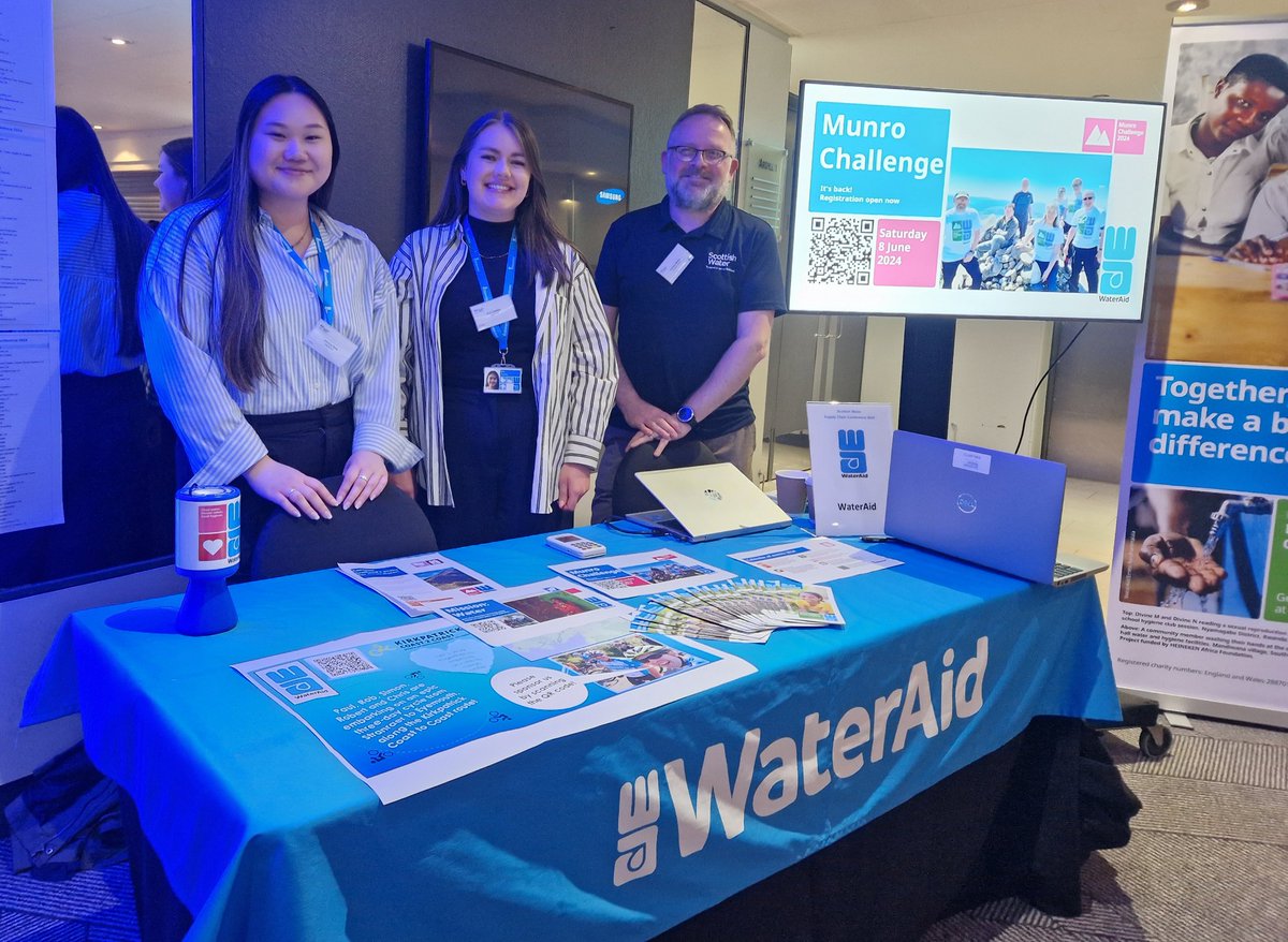 Brilliant day talking WaterAid, Munro Challenge 2024 & other fundraising for clean water, decent toilets & good hygiene with @scottish_water Supply Chain conference in Glasgow. Lots of teams ready to sign up & participate. More than 120 people already in. wateraid.org/uk/get-involve…