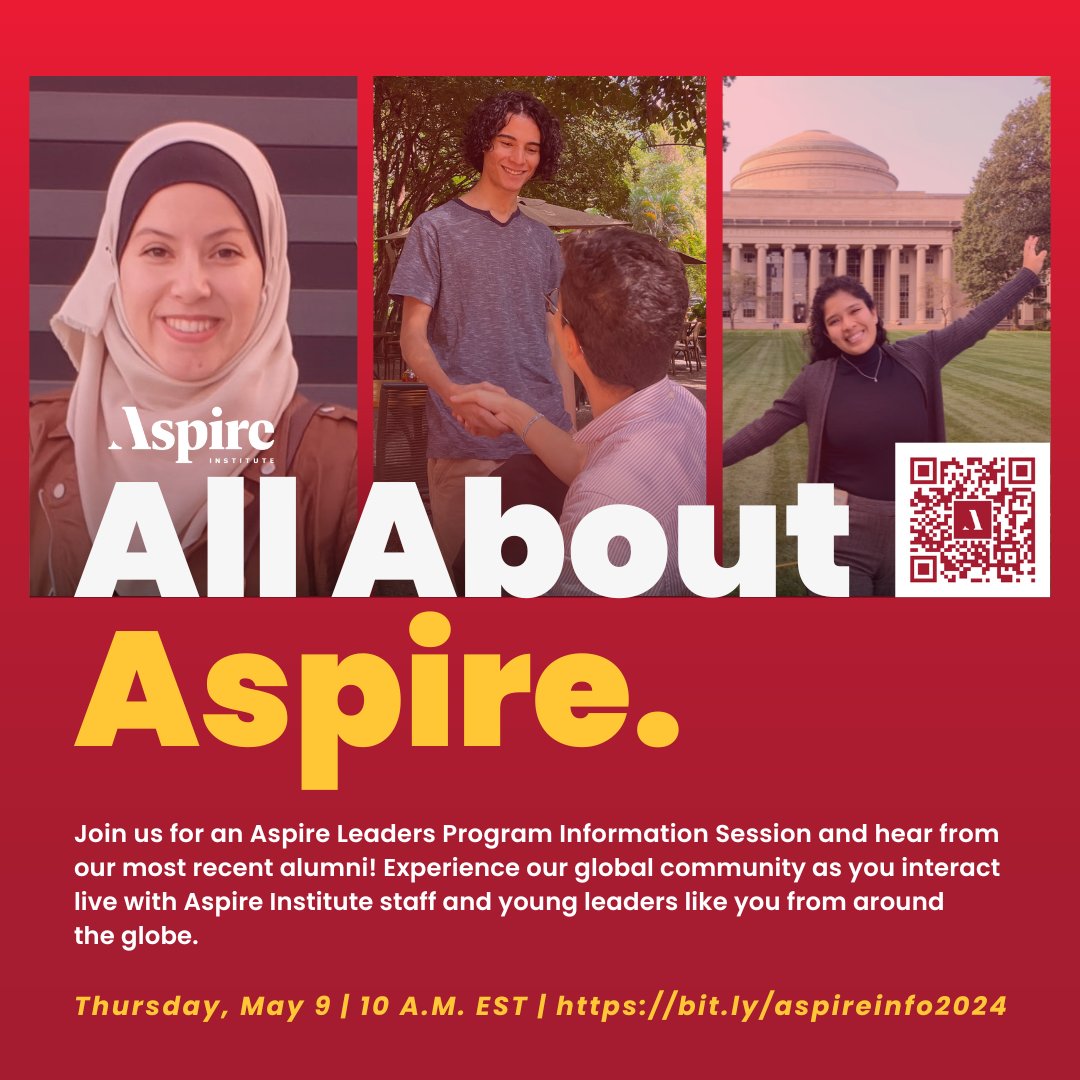 🗓️ Save the date! On May 9 at 10 A.M. EST, we will be hosting an Aspire alumni panel and information session. Attendees will learn more about the program and hear directly from young leaders about their Aspire journey. Register today: bit.ly/aspireinfo2024 #firstgen