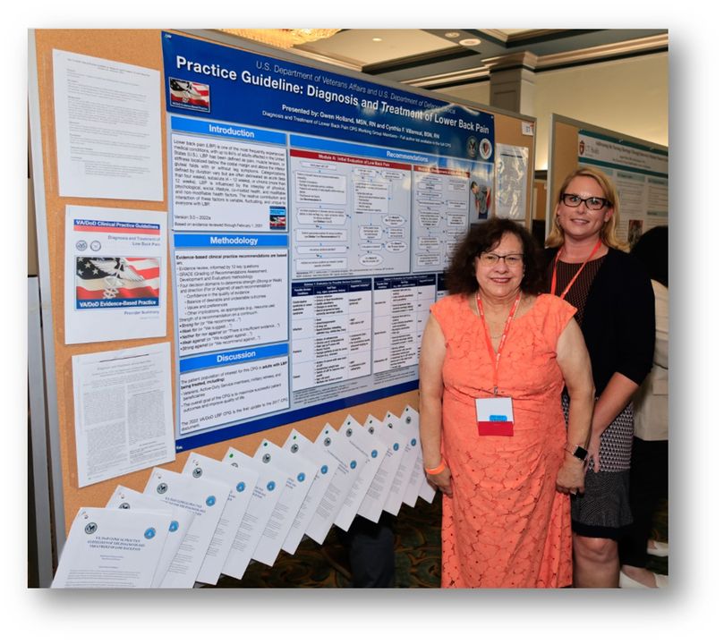 The VA/DOD Clinical Practice Guidelines team is staying busy! Gwen Holland & Cynthia Villareal from the DHA CPG team presented a poster on Diagnosis and Treatment of Lower Back Pain at the 9th Annual Health Care Institute's conference in San Antonio, Texas.