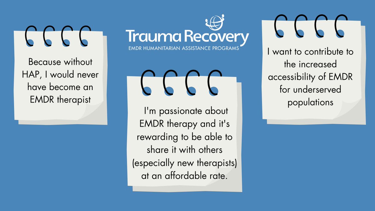 We asked our volunteers to share their reasons for getting involved with Trauma Recovery/HAP.  Here are just a few of the responses we've received...Tell us your motivation for becoming a HAP Volunteer in the comments! #TraumaRecovery #VolunteerAppreciationWeek #EMDRtherapy