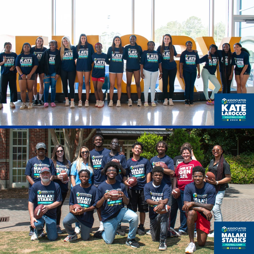 We had an amazing time last Saturday with Emory Outside Hitter Kate LaRocco for a girls 🏐 Volleyball Camp and Georgia Safety Malaki Starks for a boys 🏈 Football Camp. #givingback #ACUFoundation #community