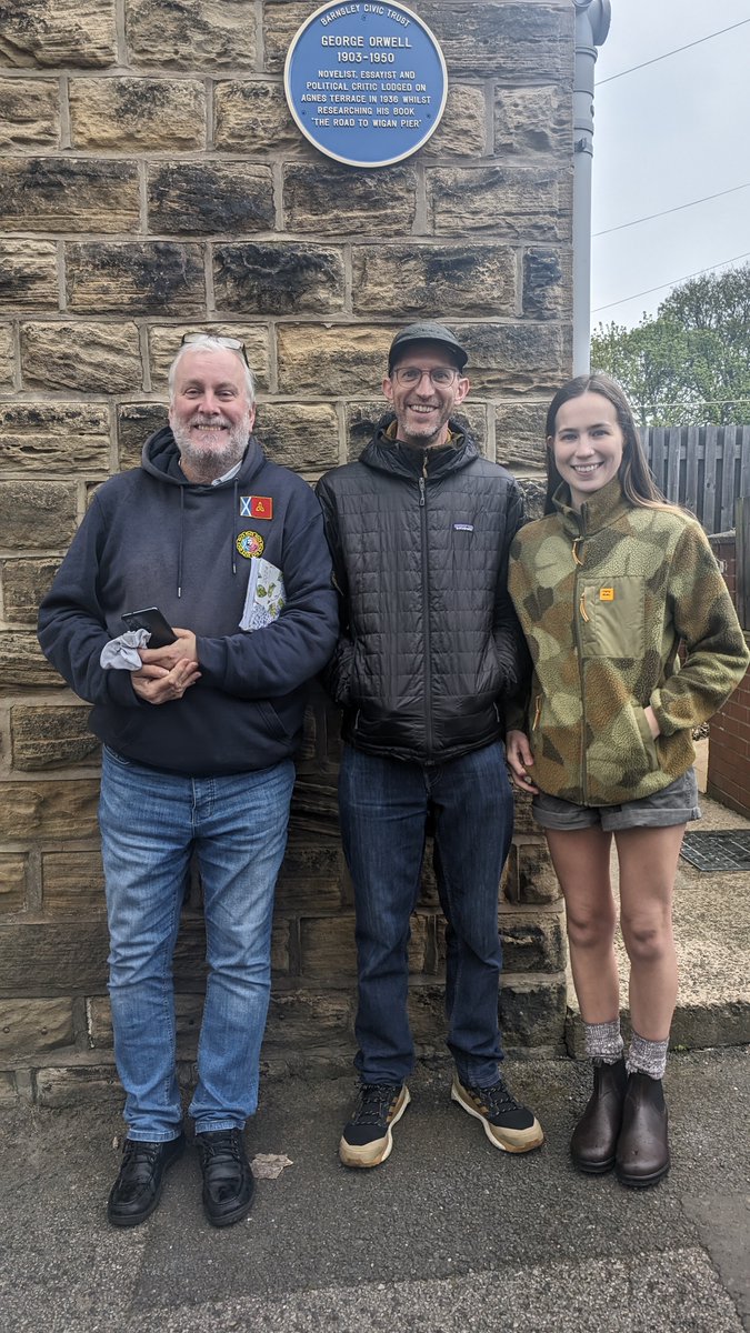 Yesterday, staff and clients braved the weather to attend the unveiling of the George Orwell blue plaque, organised by @BarnsCivicTrust and supported by the @Orwell_Society. 

#Barnsley #barnsleyisbrill #georgeOrwell #orwell #blueplaque #barnsleycivictrust #orwellsociety