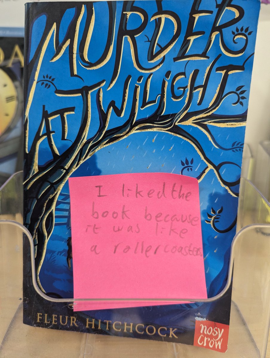 Children can sometimes be incredibly concise in their reviews. 'It was like a rollercoaster' is a neat tag to tempt other readers. Makes me think there should be more writing lessons just on creating tempting tags. @FleurHitchcock @NosyCrow @OpenUni_RfP