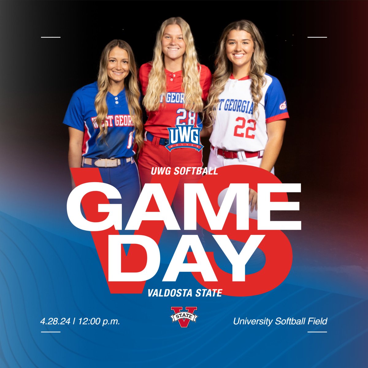 Senior Day in Carrollton! Come honor RJ, Em, and Izzy prior to today's season finale!

🥎: vs. Valdosta State
⌚️: 12 PM
📍: University Softball Field
📺: uwgathletics.com/watch
📊: uwgathletics.com/softballstats

#WeRunTogether