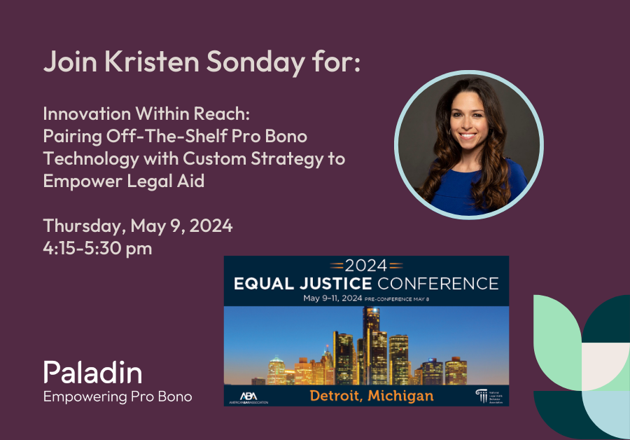 We can't wait for our EJC panel with Pamela Beatse, Omid Mojtahedi, and @kristensonday discussing how to pair off-the-shelf technology with custom strategy to empower the legal aid community. We'll talk build v buy and how to tailor messaging to achieve your goals- join us!