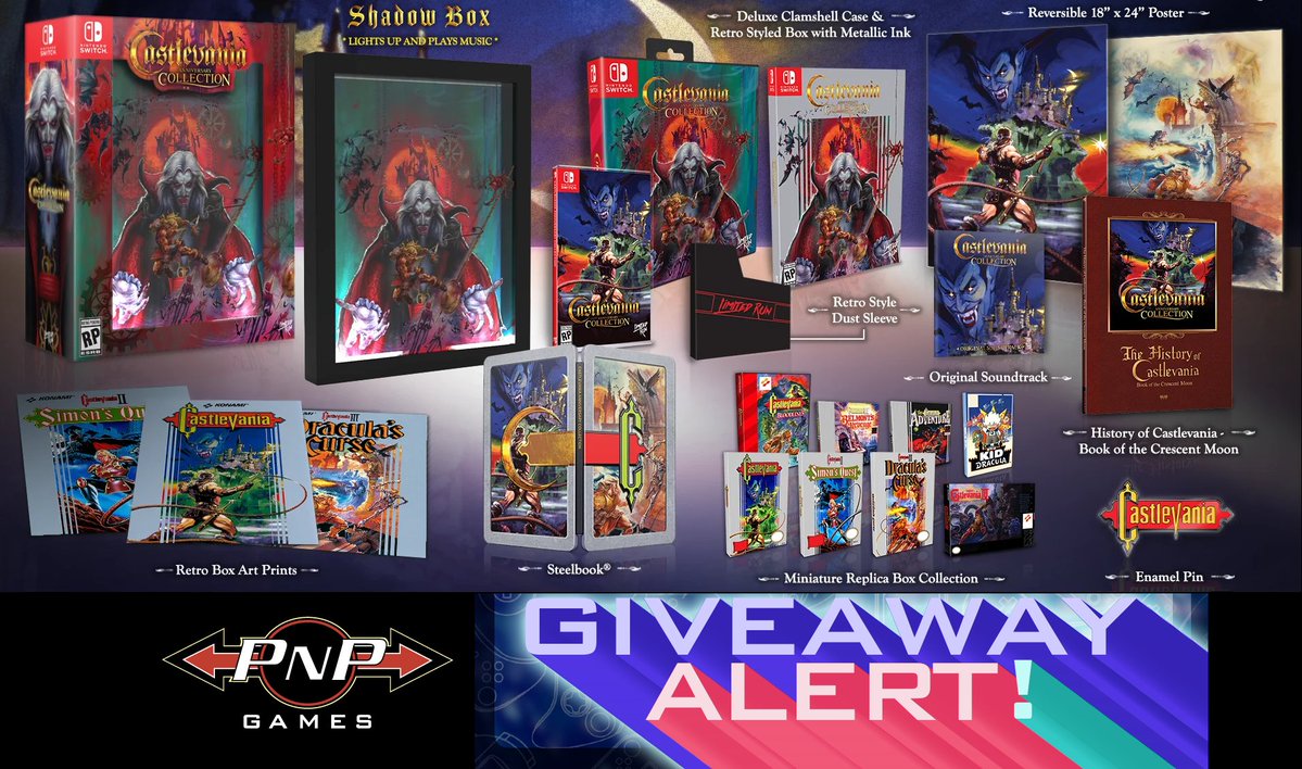 GIVEAWAY ALERT -   

REPOST, LIKE, AND FOLLOW PNP GAMES for your chance to WIN THIS UNIT OF CASTLEVANIA ANNIVERSARY COLLECTION - ULTIMATE EDITION FOR NINTENDO SWITCH! 

I am the morning sun, come to vanquish this horrible night!

#VideoGames #Nintendo #NintendoSwitch #SwitchCorps…