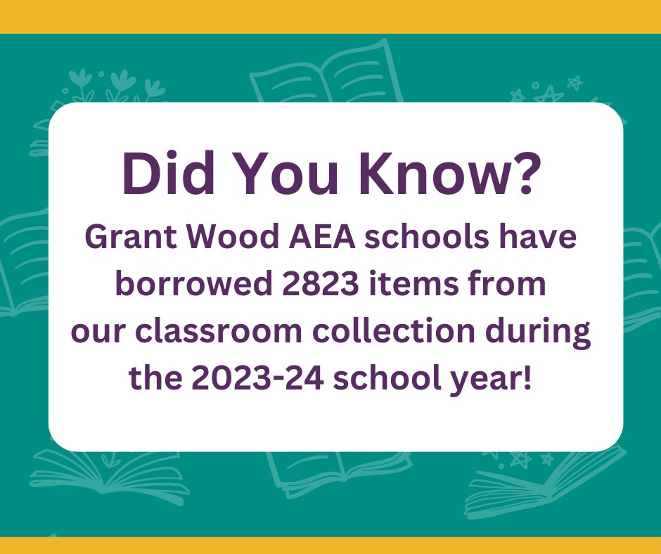 During the 2023-24 school year, schools in our area have borrowed 2823 items from our Classroom Collection AND 1049 items from our Professional Collection. Keep reading, keep exploring! 🗺️📚 . #EveryDayatAEA #IAedChat #IASchools