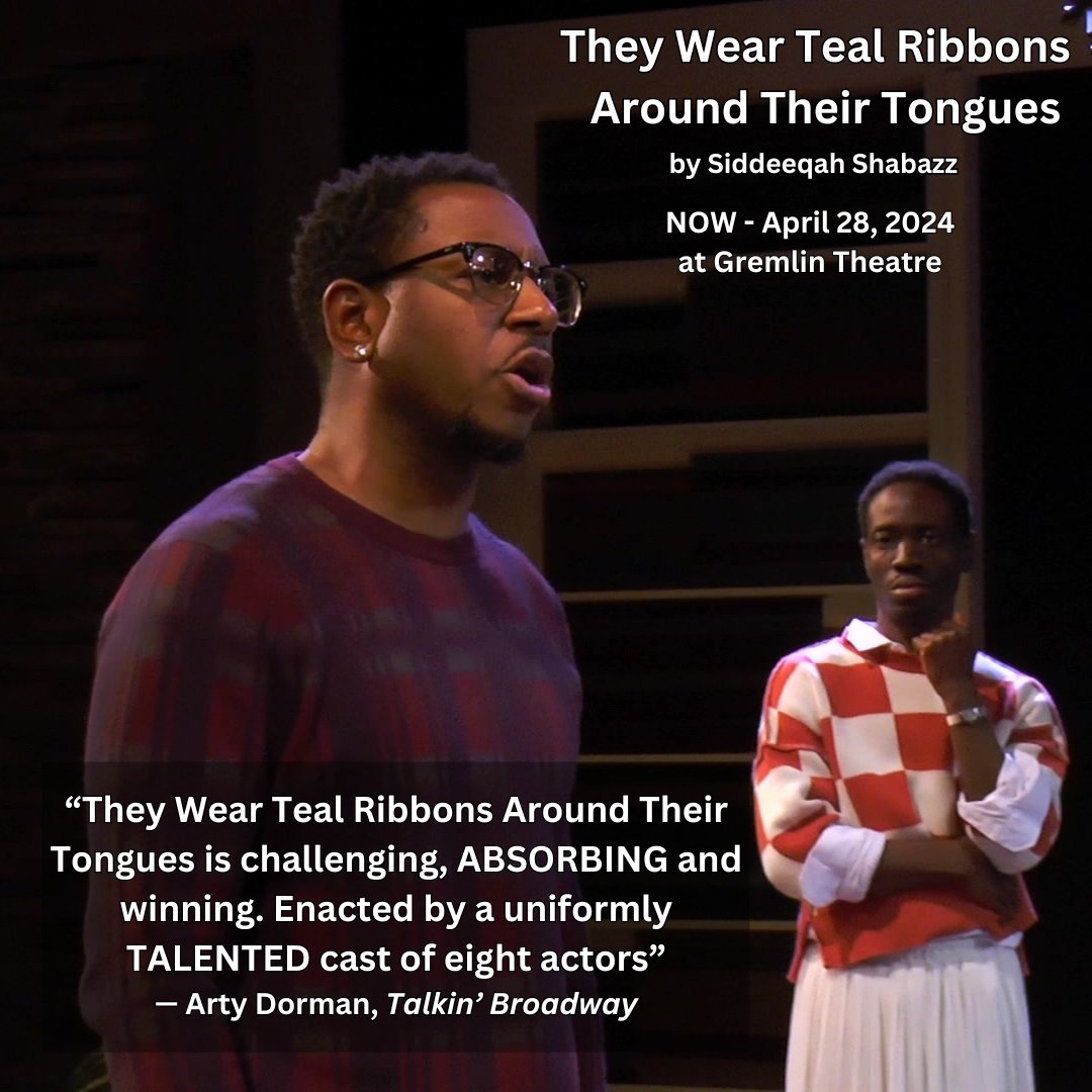 fullcirclethr's tweet image. Performance tonight @ 7:30 pm: THEY WEAR TEAL RIBBONS AROUND THEIR TONGUES by Siddeeqah Shabazz!

Directed by Lester Mayers

Running April 17 - 28, 2024 at Gremlin Theatre
Only 4 Performances Left

GET TICKETS NOW: fullcircletheatermn.org/tickets   All Tickets Pay As You&apos;re Able