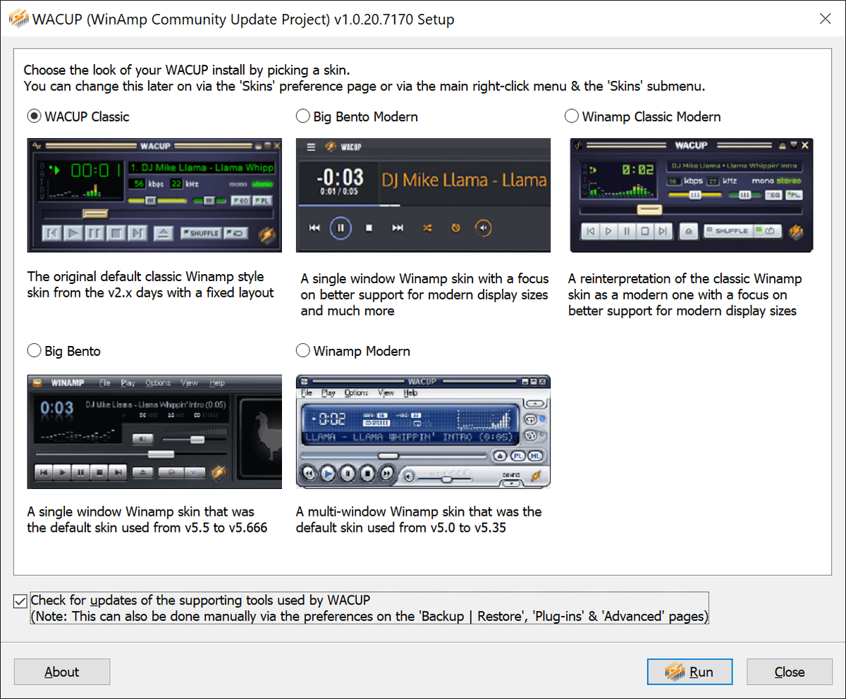 @GodRage_Aonwa There's already the 2 community provided skins offered with the Big Bento Modern & Winamp Classic Modern skins.
The plan is to eventually fill that last slot with a native OS implementation instead of adding in another skin & I'm not saying I'm dropping skin support, far from it.