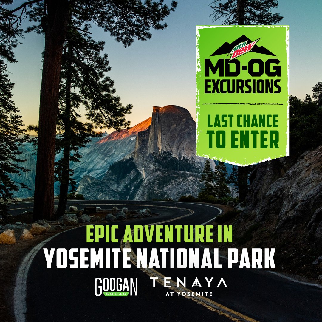 Heads up! It’s the LAST CALL to enter for a chance to win an epic adventure to Yosemite National Park. So, check out the link in our bio before it’s too late, and stay tuned for chances to win another DEW-worthy Excursion next month. NO PURCHASE NECESSARY. Open to US residents…