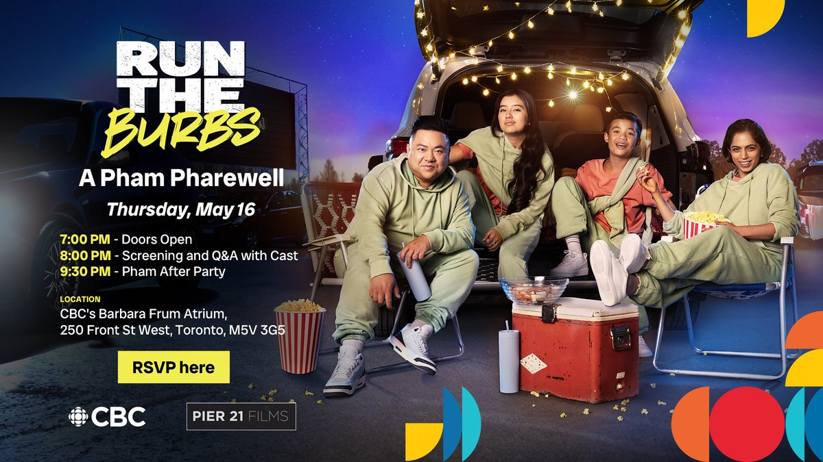 Let's go out with a party! Join the cast of #runtheburbs in Toronto to celebrate 3 incredible seasons! We’ll be screening the final two episodes followed by a Q+A. There'll be bubble tea, snacks, and you know we’re gonna be giving away that sick RTB merch! a-pham-pharewell.eventbrite.ca