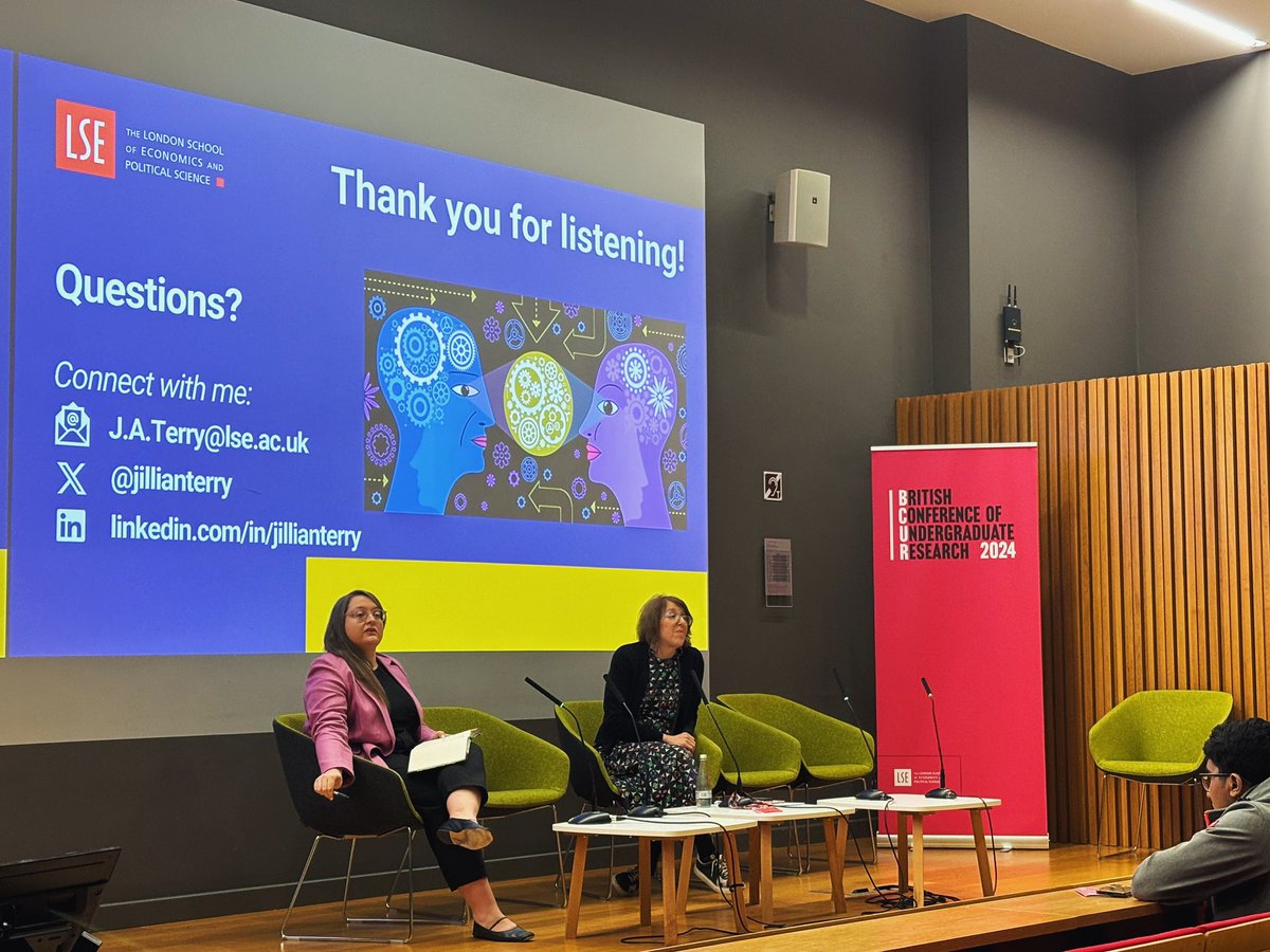 Congratulations to LSE100 Co-Director <a href="/jillianterry/">Dr Jillian Terry</a> for presenting such an energising keynote lecture on becoming interdisciplinary at #BCUR24

Jillian’s lecture was met with generative and thoughtful responses from the audience in the Q&amp;A session chaired by <a href="/GordonCE/">Dr Claire Gordon</a> 👏🏼