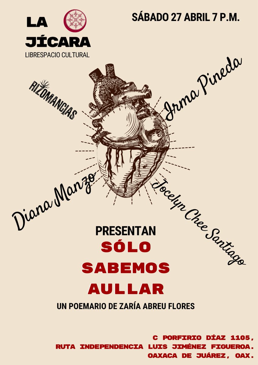 Además si andas por Oaxaca no olvides que este sábado se presenta 'Sólo sabemos aullar' en el espacio cultural @JicaraLa. Te prometemos que es imperdible.💜