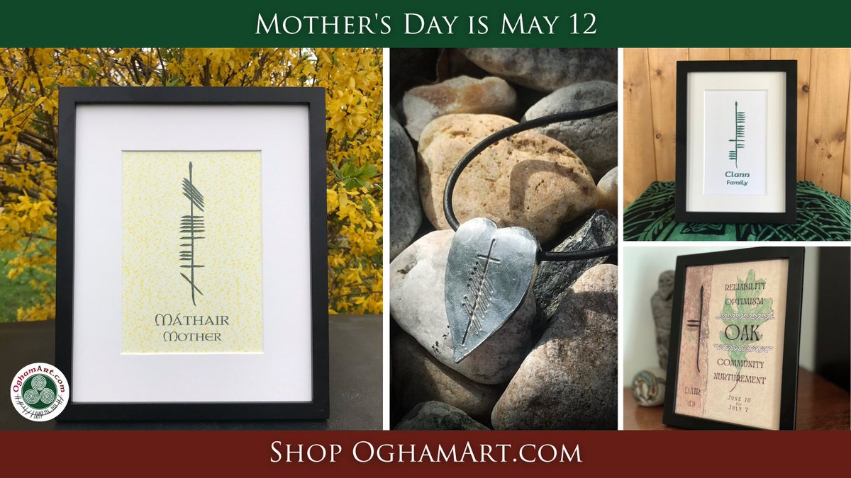 Celebrate Mom with the history and beauty of Ogham. Save 20% through May 5th with code MOM2024.  Still a few days left to gift the uniqueness of a custom print - order by Sunday, April 28th for Mother’s Day delivery in the domestic U.S. #MothersDay #Máthair #IrishMom #ogham💐