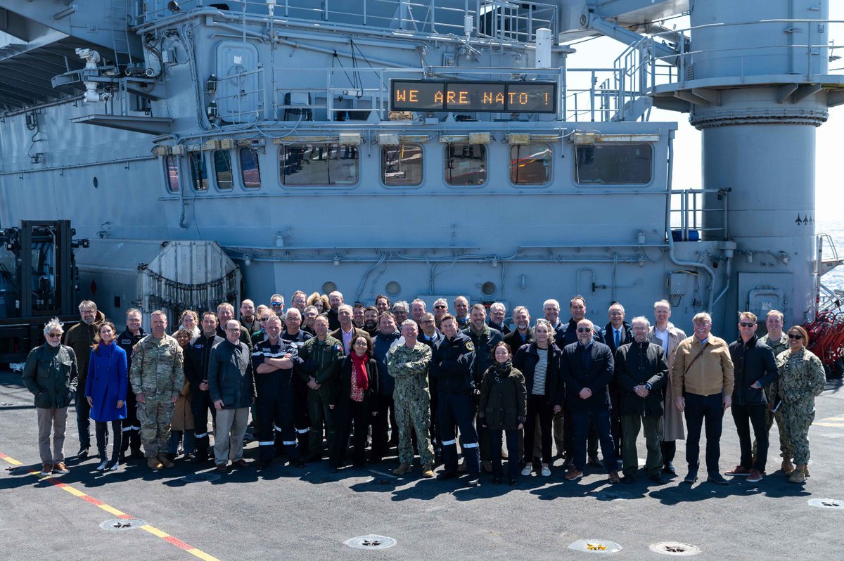 Honoured to welcome #NATO Permanent Rep. of the North Atlantic Council aboard the @French_CSG @FrenchForces are fully commited to #NATO missions Now, time for #NeptuneStrike2024 showcasing @NATO’s ability to cooperate and to integrate joint high-end maritime strike capabilities