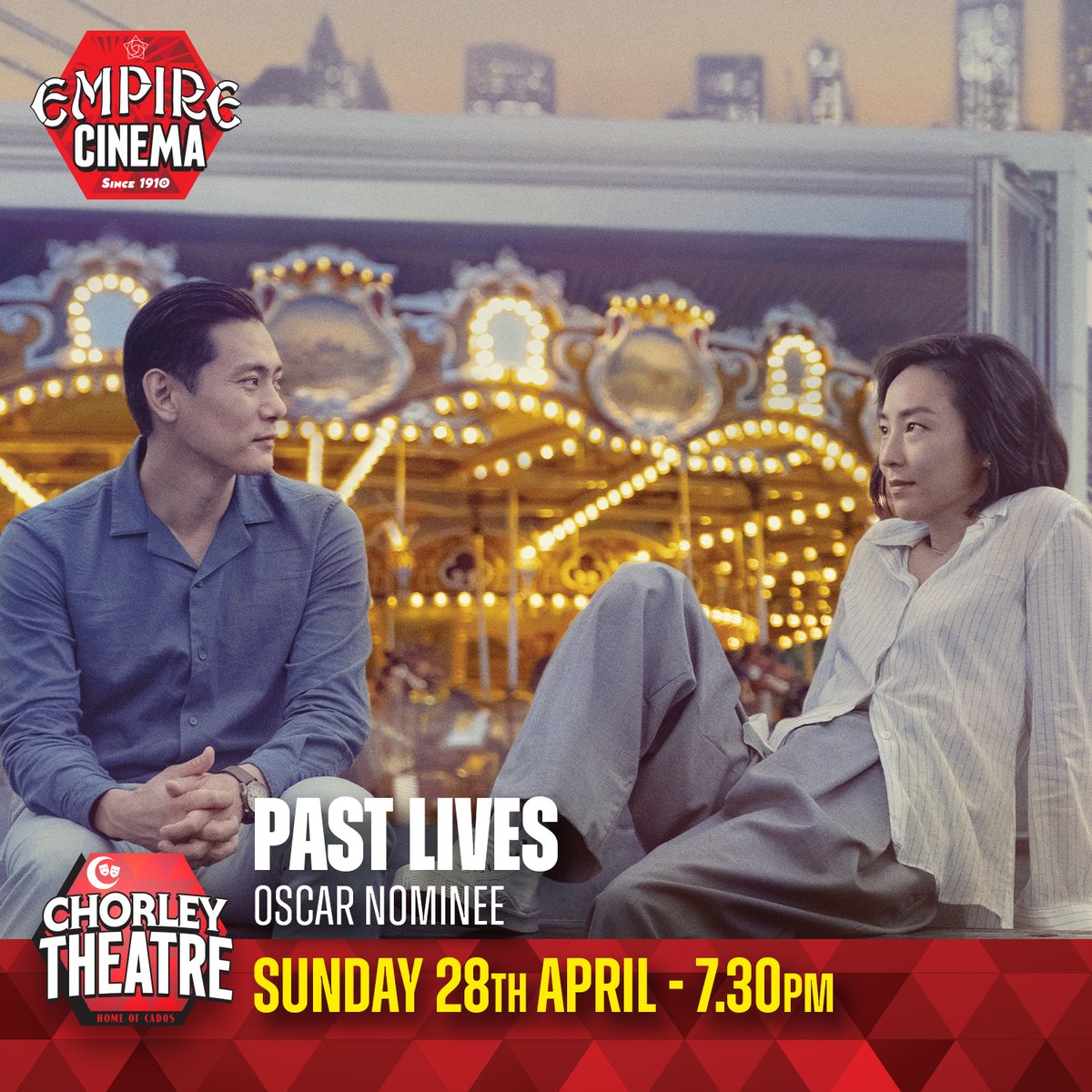 In Sunday's film Past Lives childhood friends Nora and Hae Sung from South Korea are reunited for one fateful week in New York twenty years later as they confront notions of love and destiny. ticketsource.co.uk/chorleytheatre…