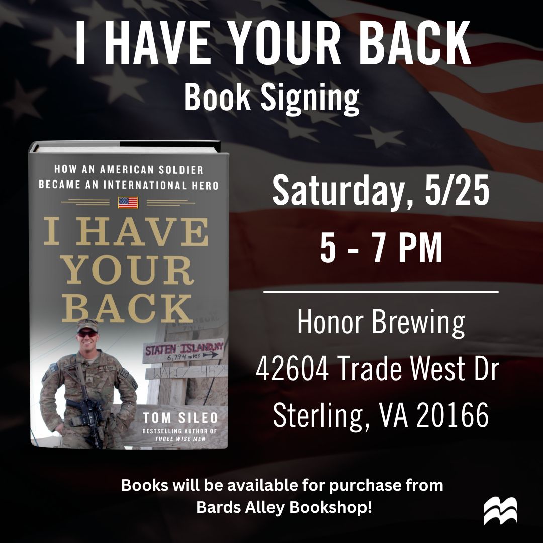 Excited to sign copies of my forthcoming book #IHaveYourBack at @HonorBeer in Sterling, Virginia on #MemorialDay weekend! Books will be sold at the event by @BardsAlley. Please join us Saturday 5/25 at 5 pm! rb.gy/7bru78