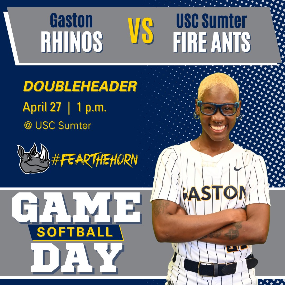 It's the last game of the regular season and it's a conference doubleheader.
 
🆚 USC Sumter
🗓 Saturday, April 27 at 1 p.m.
🚌 Sumter, SC

#FearTheHorn