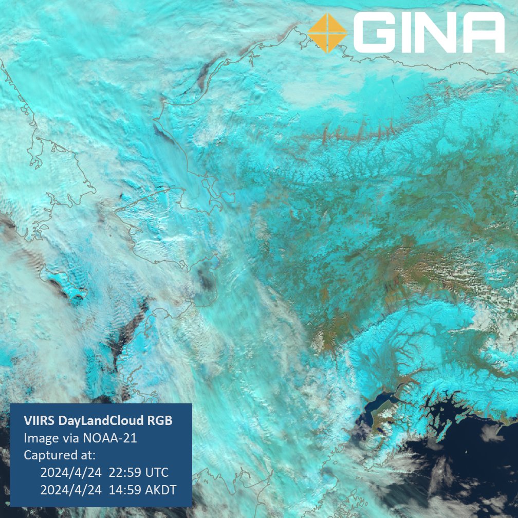 GINA’s new satellite antenna is up and running! Atop the @uafairbanks ELIF building, it will receive data from future satellites to advance the science of remote sensing and ensure redundancy in our operations. Here's a NOAA-21 DayLandCloud from our antenna! @noaasatellites #akwx