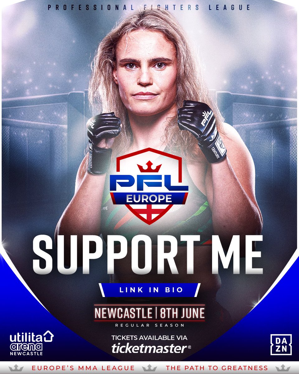 The Road to $100k starts on June 8th in the Utilita Arena in Newcastle 🔥 Watch me light up the PFL smartcage in my promotional debut 👊 🇮🇪 vs 🇵🇱 @PFLMMA @PFLEurope @SBG_Ireland Link to tickets here and in my Bio! pfl.info/SupportDee