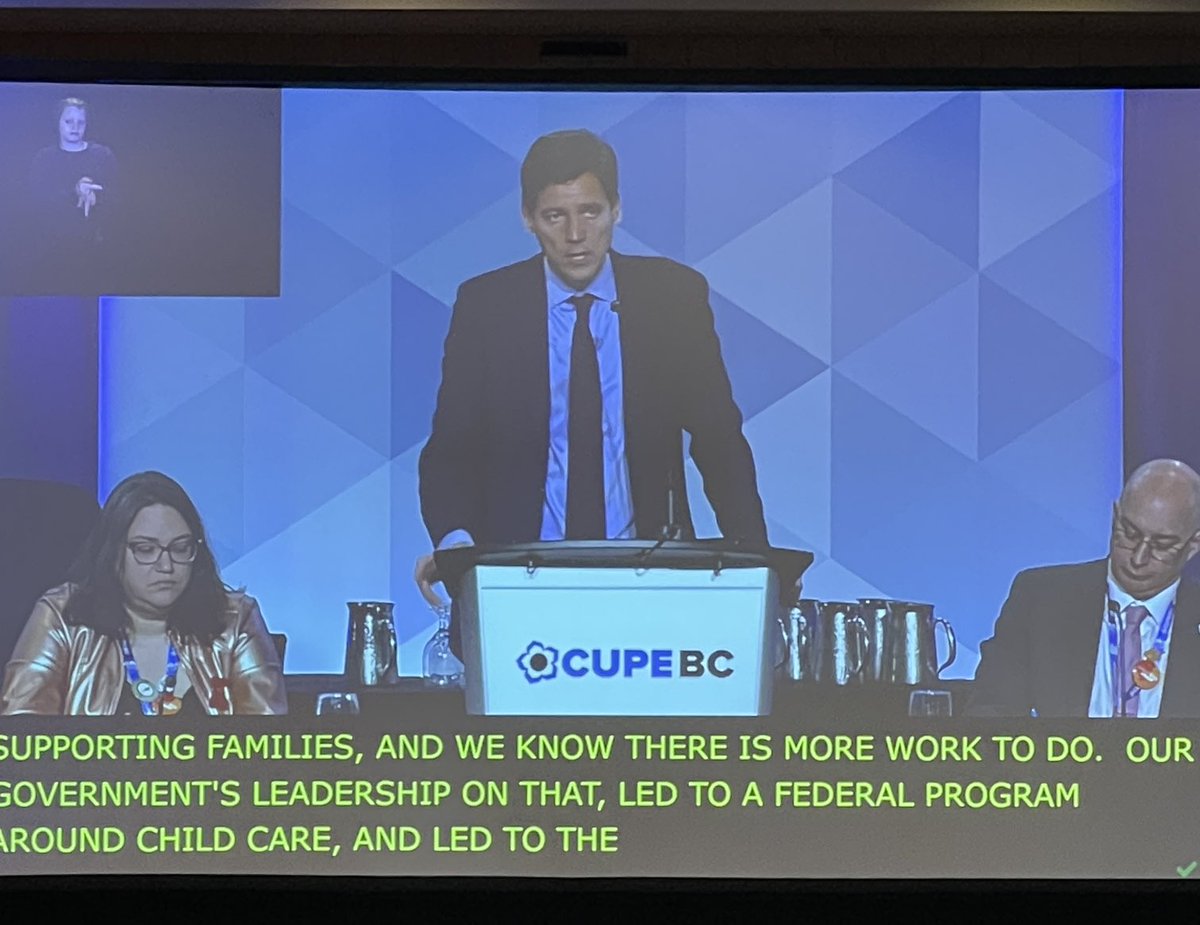 Premier Eby at the @CUPEBC convention says the goal is $10aDay Child Care! #10adaychildcare