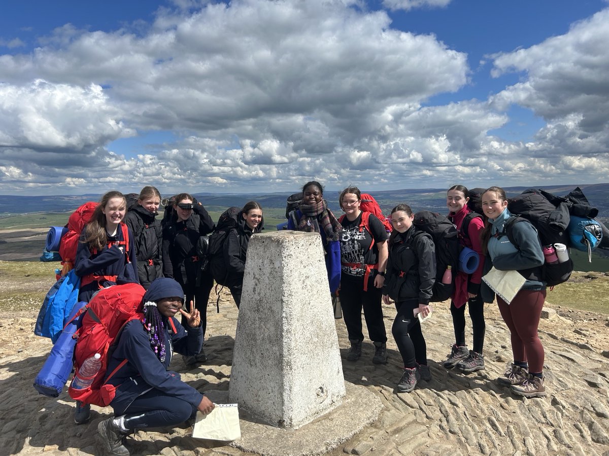 Students on their Silver @DofE qualifier have set off today ❤️ Here they are at the start of the expedition and then at the summit of Pendle Hill. We are wishing them the best of luck on the rest of their adventure ⛰️🏕️