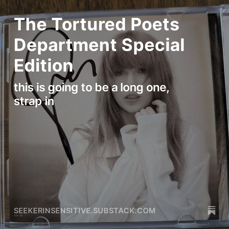"So Althea, what'd you think of the new Taylor Swift album?" seekerinsensitive.substack.com/p/the-tortured…
