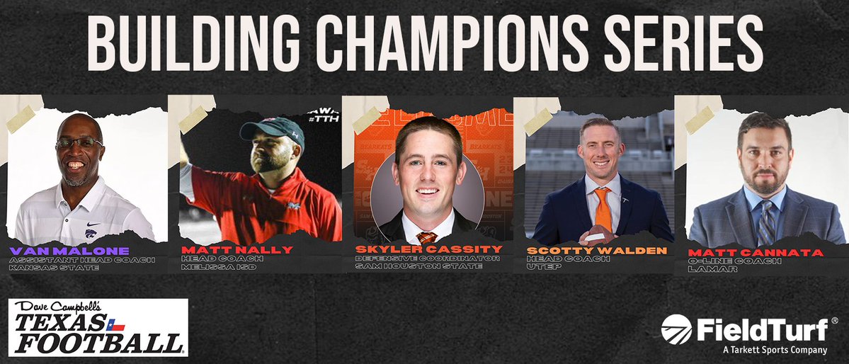 Excited to announce our Building Champions Series presented by @FieldTurf with our Official Media Partner @dctf! 4/29 @VanBMalone3rd 5/7 @MattNally1 5/14 @CoachSkyCassity 5/20 @CoachSWUTEP 5/28 @Coach_Cannata Register now at members.ourcoachingnetwork.com/plans/402396?b…