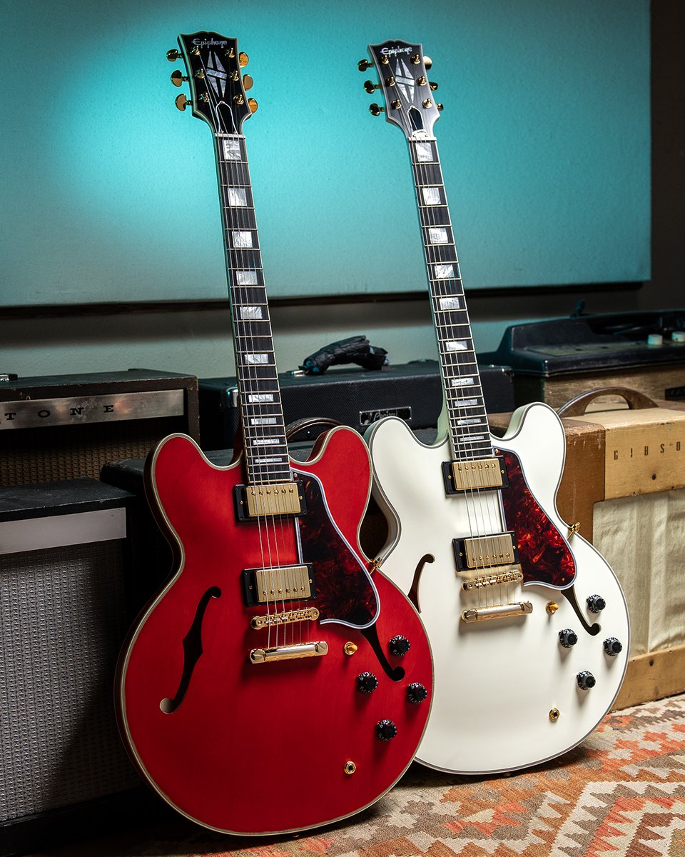 Cherry Red or Classic White? Whichever @Epiphone 1959 ES-355 you like, these retro recreations offer vintage vibes with a sound that spans all styles. Check 'em out: ow.ly/RUVX50Rozw5