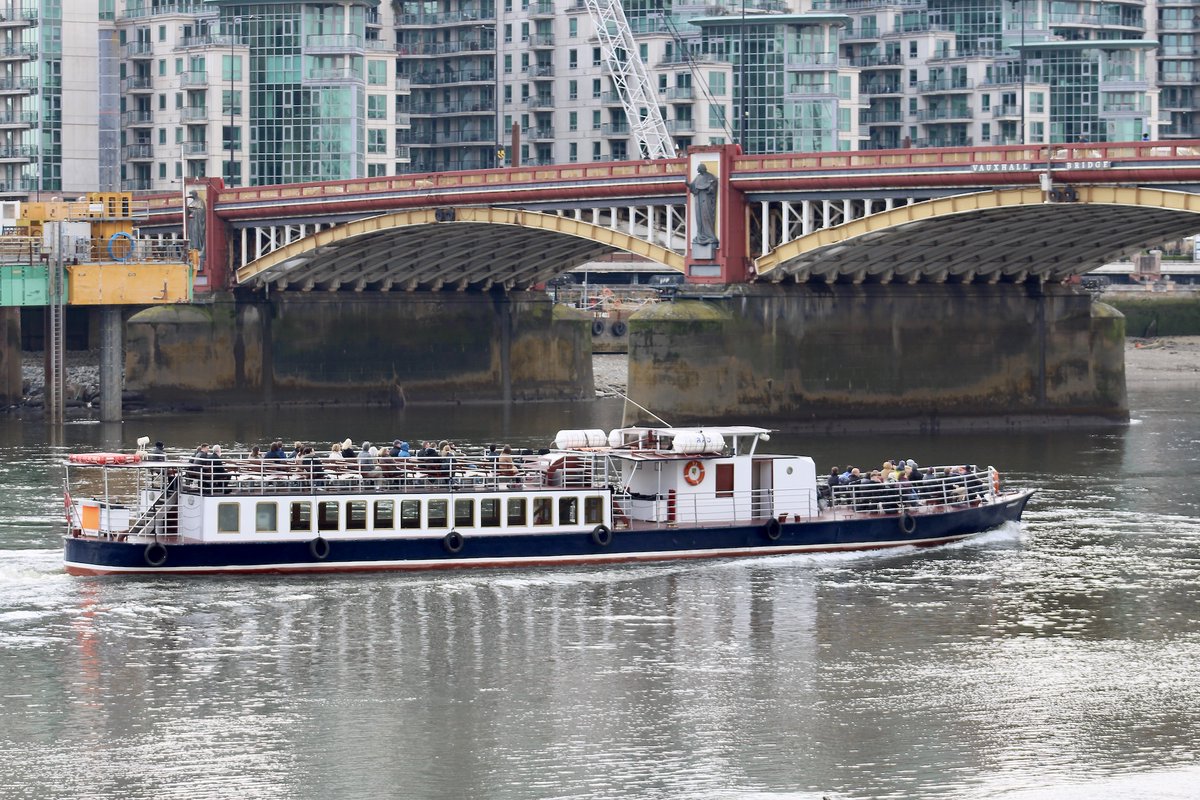 M.V. CONNAUGHT heading towards Vauxhall Bridge this morning.