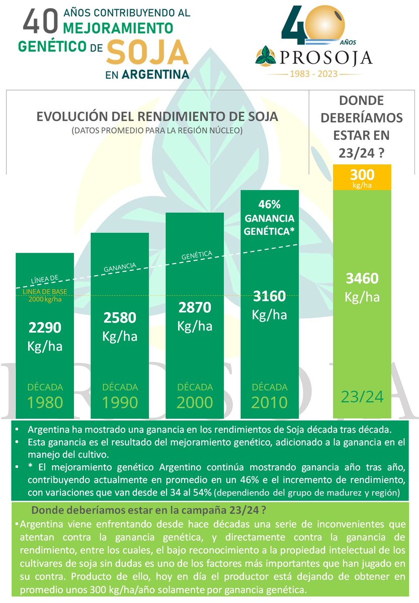 Cuanto dejamos de ganar por no respetar la #PropiedadIntelectual de los Cultivares de #Soja en 🇦🇷 ? 🤔

Te lo contamos:
⚠️ el productor deja de ganar 300 kg/ha promedio
⚠️ es el 10% de la producción anual
⚠️ Productor y Argentina dejan de producir 1 cosecha entera c/ 10 años 🤦🏻‍♂️