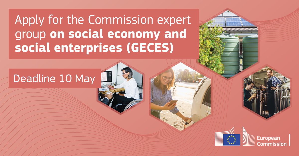 🗣️Calling all experts in social entrepreneurship and social economy! ❤️

We're renewing our Expert Group on #SocialEconomy and #SocialEnterprises (GECES)

Help shape the future of Commission policies. 🧑‍⚖️📄

Apply now and make your voice heard!⤵️
europa.eu/!fqwxbB

#GECES