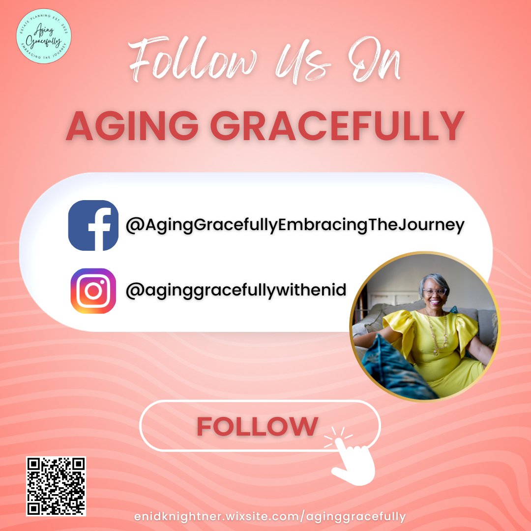 👍 Follow #AgingGracefully for tips, inspiration, and support for living a fulfilling life as you age. 

➡️FB: @AgingGracefullyEmbracingTheJourney
➡️IG: @aginggracefullywithenid

#FollowUs #EmbracingYourJourney #BeInTouch #StayInformed #ConnectWithUs