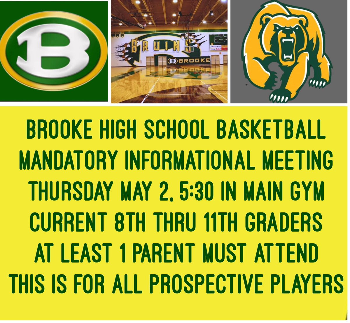 Boys High School Basketball Informational Meeting. #BrookePride #ThePlaceToB