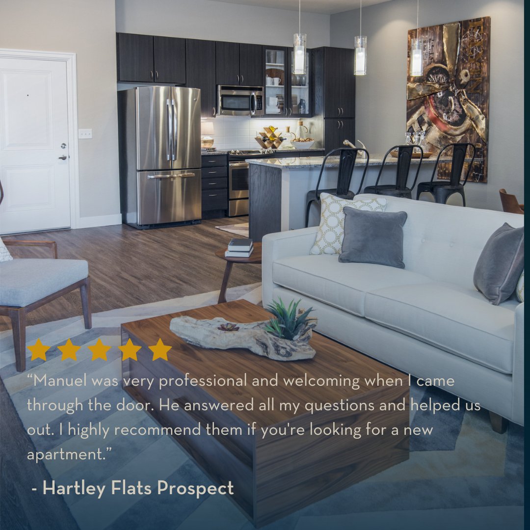 Looking for a great place to live in Denver? Check out Hartley Flats! And thank you to our wonderful prospects for their kind words. 👏

#DenverApartments #hartleyflats #FiveStarLiving #apartmentliving #apartmentlife #nowleasing #ResidentTestimony