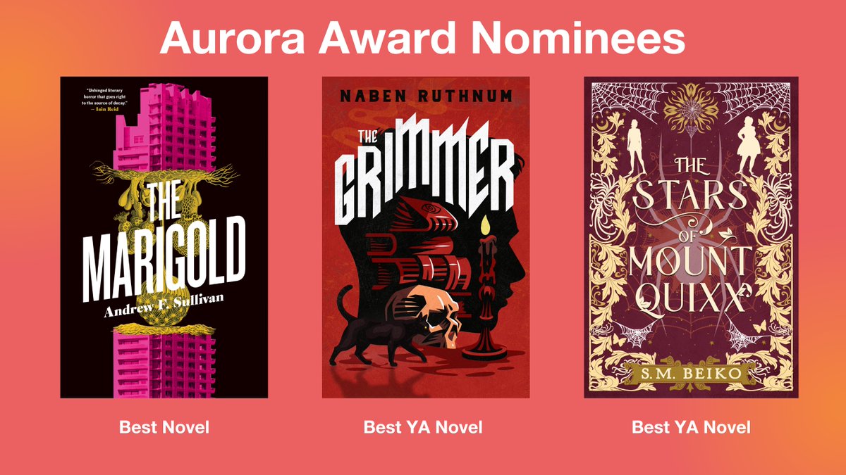 Beyond excited to have THREE books nominated for the Aurora Awards this year! 🎉📚✨ And on top of that, our editor @jenralbert is nominated for her work co-chairing the ephemera Reading Series! csffa.ca/awards-informa…