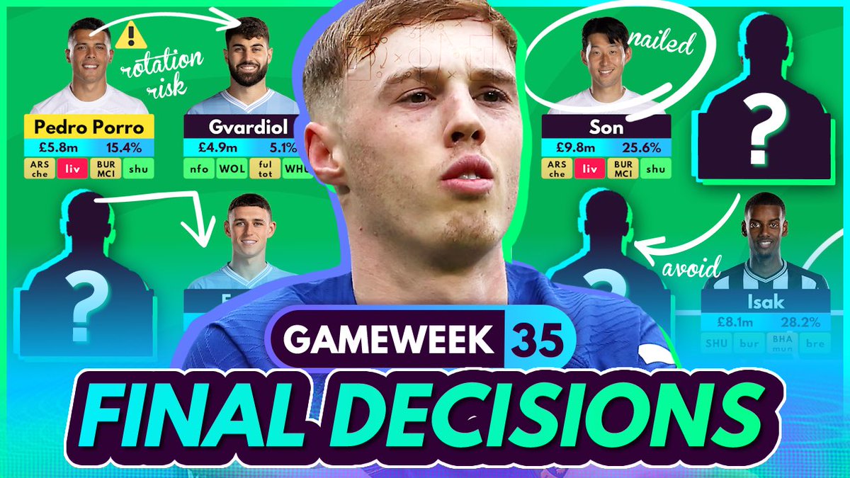 🎥 GW35 FINAL DECISIONS VIDEO IS UP! 🤕 All injury updates & news 🃏 Wildcard tips 💥 Best DGW37 players Watch 👉🏼 youtu.be/6F03AoQYRW4