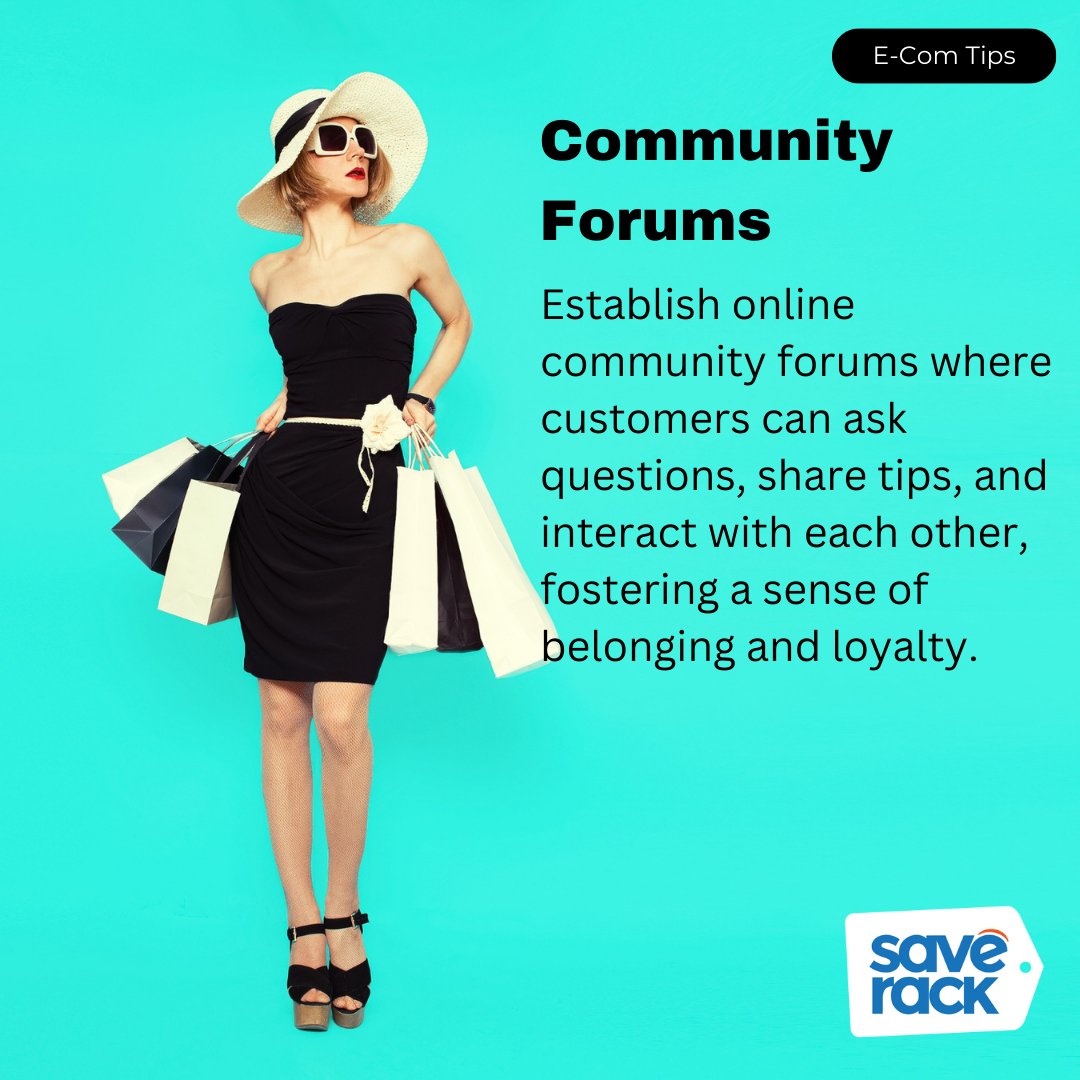🌟 Tip of the Day: Community Forums!

Create community forums on your e-commerce platform to foster engagement, encourage discussions, and build a sense of belonging among your customers. 💬🌐 #SaveRackEcomTips #CommunityForums #EcommerceSuccess #DigitalCommerce #OnlineRetail